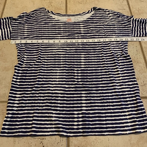Joe Fresh Navy White Distressed Stripe Long Sleeve Top M/M Boatneck Nautical - Picture 4 of 7